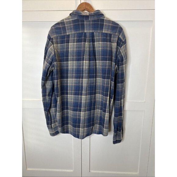 Abercrombie & Fitch Flannel Men Size Large Plaid Button Front Shirt Blue Brown - Picture 11 of 11